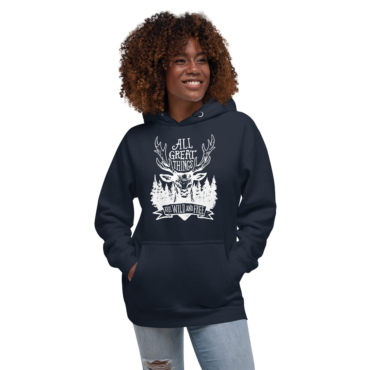 Camper Unisex-Kapuzenpullover "All Great Thinks are Wild & Free"